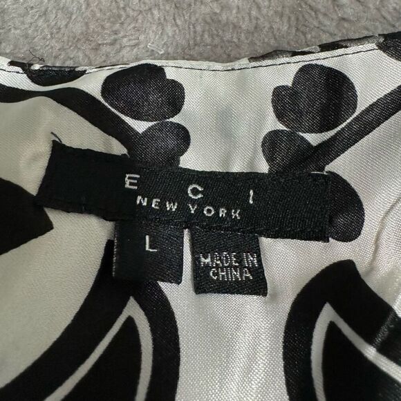 ECI New York Silk Black & White Floral Skirt L - Picture 5 of 9